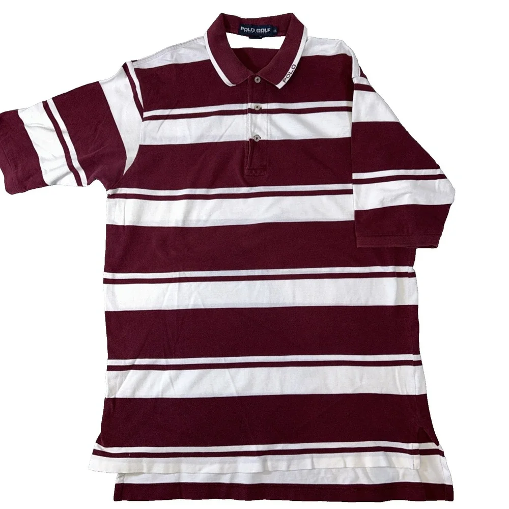Vtg Ralph Lauren Polo Golf Shirt Short Sleeve XL Rugby Stripe Polo 90s Y2K - Picture 2 of 6
